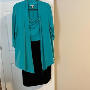 Teal and Black Dress with Jacket